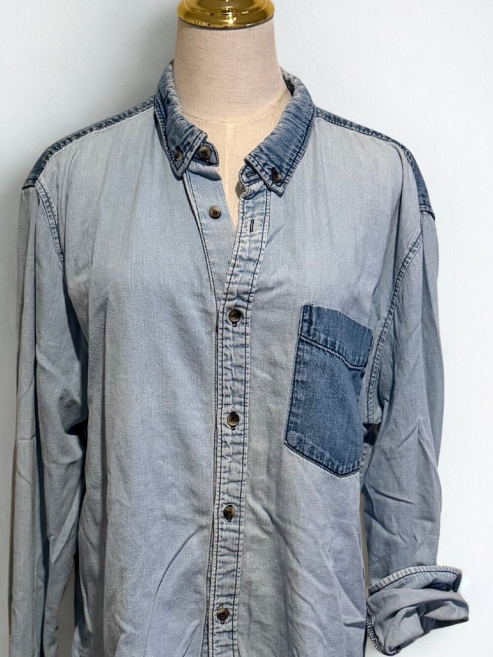 H&M Divided Two-Toned Blue Button Down Shirt Long Sleeve XL